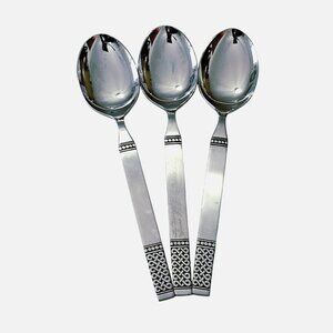 3 Danika Serving spoons 8" by MSI Japan stainless satin handle Celtic knot